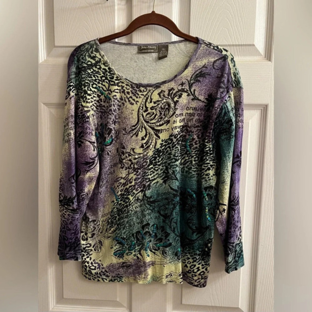 JANE ASHLEY~100% COTON~LONG SLEEVE BLOUSE~XL